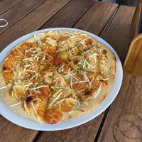 Margarita pizza with vegan cheese  at The Stables Whitford in Auckland