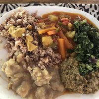 One plate of all the food options today (changes daily)!  at Themi Living Garden in Arusha