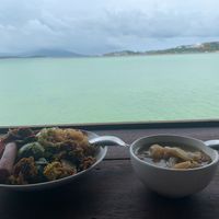Panoramic views over the ocean, looking towards Koh Phangan  at Tamachat Vegan Food - ธรรมชาติ in Koh Samui