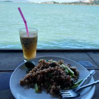 Fried rice and passion fruit juice at Tamachat Vegan Food - ธรรมชาติ in Koh Samui