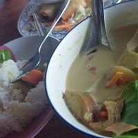 Coconut, kaffir, veg and vegan Duck wuth Rice at Tamachat Vegan Food - ธรรมชาติ in Koh Samui