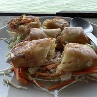 Delicious, hearty spring rolls  at Tamachat Vegan Food - ธรรมชาติ in Koh Samui