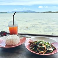 Amazing vegan fried fish. It says spicy but was just the right level for most I'm sure. at Tamachat Vegan Food - ธรรมชาติ in Koh Samui