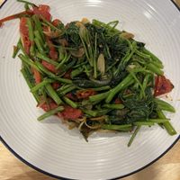 Stir fry morning glory   at Sanjan Cafe in Chiang Mai