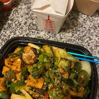 Random mix of veggies and tofu at Flock to the Wok in Savannah