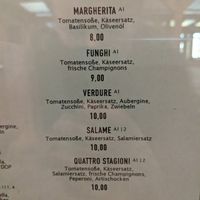 Vegan pizza menu at San Paolo Bar Cafe in Munich