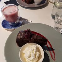 Vegan cakes with vegan cream and Berry coulis at Picnic Cafe in Hobart