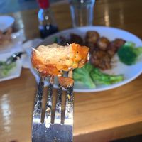 amazing chickn like texture on the inside. sesame chx to die forr  at Veggie Village in Scottsdale