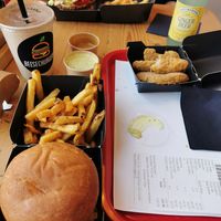Regular crispy burger, 1small fries and mylkshake, 5 pc chicken tenders and King burger at Beesechurgers in The Hague