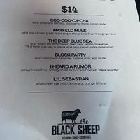 Cocktail Menu at The Black Sheep in Las Vegas