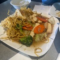 Crispy noodles with vegetables and tofu  at Planet Pho in Kailua