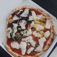 4 vegan seasons with vegan mozzarella cheese:) at Chris Kitchen in Fuerteventura