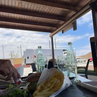 Beyond meat burger with a view at Chris Kitchen in Fuerteventura