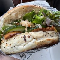 Veggie bagel - YUM  at Rainshadow Cafe in Sequim