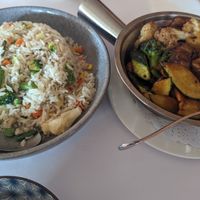 Tofu dish and fried rice at Mandarin Palace in Burnie