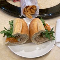 Sandwich (no sauce) + regular fries  at JoJu Modern Vietnamese Sandwiches in Elmhurst