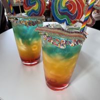 Rainbow cocktails  at Uniqorn Eats in Adelaide