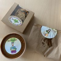 Vegan goulash, samosa burek and muffin at Slovegija in Ljubljana