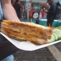 Toastie made with their cheese at the Root the Future market at Swees - Plant Based Cheese in Chiang Mai