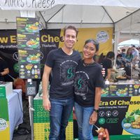 Nic & Miw, the fantastic couple who run the show. At the plant-based market at Swees - Plant Based Cheese in Chiang Mai