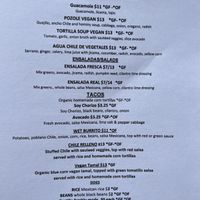 Latest plant based menu 6/2/2022   at TORTILLA REAL   in Petaluma