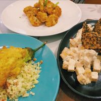 Buffalo Cauliflower Wings, Tofu Sisig and Tortang Talong w Cauliflower Rice at Pipino in Quezon City
