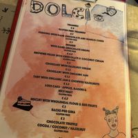 Dessert menu  at Vegamore in Milan