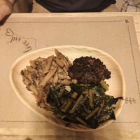 Pasta, black beans and enchives at Vegamore in Milan