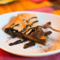 Chocolate peer cake at Vegamore in Milan