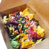 Chipotle Carnitas Nachos at Más Veggies Taqueria in Pasadena