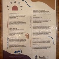 Menu as of late 2021 at Huitzilli in Mazunte