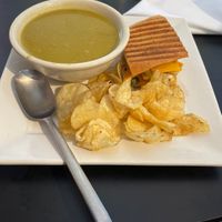 Vegan split pea soup and vegan panini  at Eatcetera in Galveston