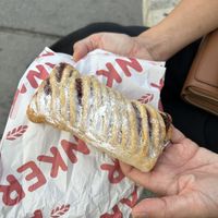 Strawberry pastry with sugar  at Anker - Opernpassage in Vienna