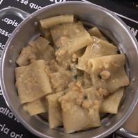 Primi vegan pasta with chickpeas and basil dressings  at Osteria Casa Pepe in Trieste