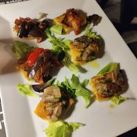 Bruschette di polenta con porcini e melanzane a funghetto at Osteria Casa Pepe in Trieste