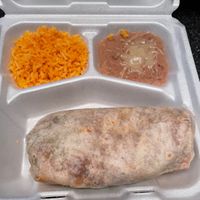 Vegan Soyrizo burrito with beans and rice.  Food was delicious at Taco Madre in St Charles