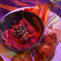 Beet hummus at Rise and Shine Cabaret Cafe in Parkland