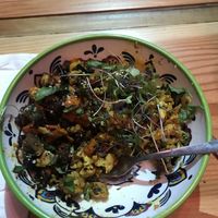 Rise and shine platter (eggs substitute and sweet potato hash in this)  at Rise and Shine Cabaret Cafe in Parkland