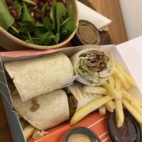 Vegan shawarma and arugula salad  at Naba'at in Riyadh