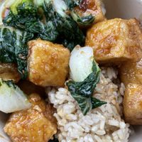 Tofu bowl with brown rice  at Grillbird in Seattle