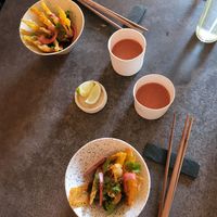 Tempura battered zucchini flowers at Altatto in Milan