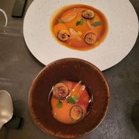 Panna cotta (almond based for vegan option), kumquat and citrus at Altatto in Milan