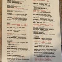 Dinner menu (front)  at Top Thai in Castro Valley