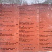 Menu  at Savanna in Reutlingen