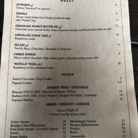 Dessert menu  at Pura Vita in Redondo Beach