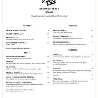 Dinner Menu 1 of 2 at Pura Vita in Redondo Beach