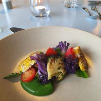 Chargrilled corn and broccoli  at Tītī Restaurant in Dunedin