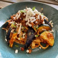 Soy meat brown rice pasta  at Millow Kitchen in Yokohama