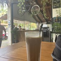 Iced latte with almond milk at Bohemia Cafe in Samara