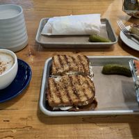 London fog, cappuccino, Cuban sandwich, Pastrami Sandwich, pumpkin spice cheesecake  at The Hip Cafe in Fayetteville